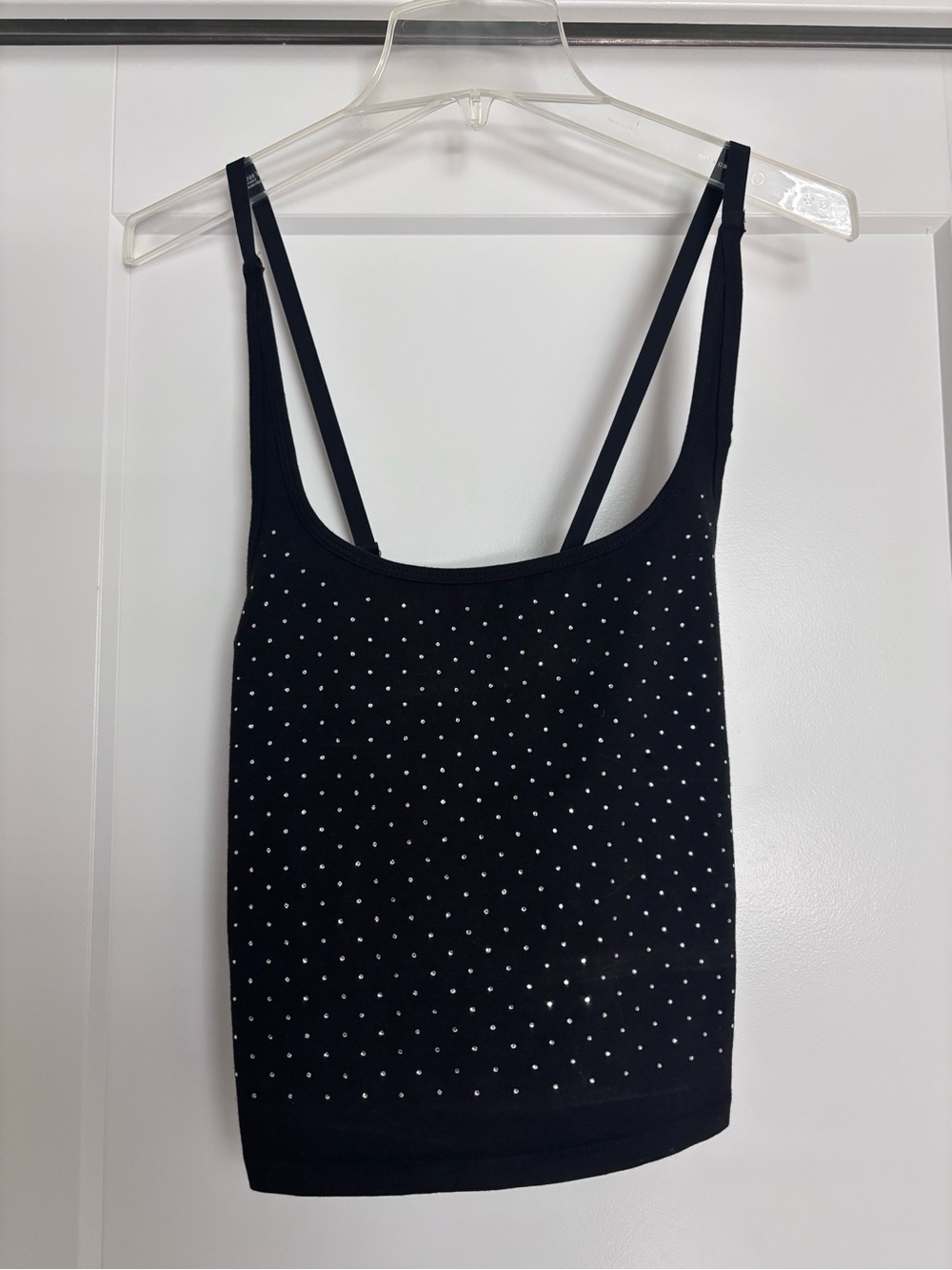 Victoria's Secret Black Rhinestone all day cotton square neck bra Top